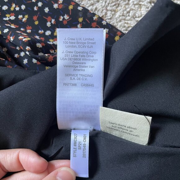 - Madewell - Georgette Button Front Mini Dress, Black Long Sleeve V-Neck Dress - Picture 6 of 8